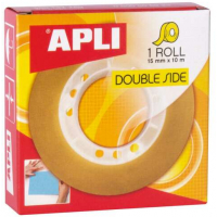 Apli Cinta Adhesiva de Doble Cara 15mm x 10m - Transparente