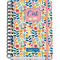 Dohe C´est la Vie Agenda Escolar 25/26 Espiral Wire’o A5 - Semana Vista - Papel 80g/m2 - 4 Hojas de Pegatinas - Cubierta de Carton Plastificado - Cierre con Goma Elastica