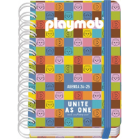 Dohe Playmobil Unite As One Agenda Escolar 25/26 Espiral Wire’o A6 - Dia Pagina - Papel 80g/m2 - 4 Hojas de Pegatinas - Cubierta de Carton Plastificado - Cierre con Goma Elastica
