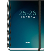 Dohe Boreal Agenda Escolar 25/26 Espiral A5 - Dia Pagina - Papel 70g/m2 - 4 Hojas de Pegatinas - Cubierta de Carton Plastificado - Cierre con Goma Elastica