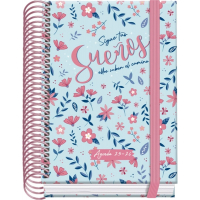 Dohe Blossom Agenda Escolar 25/26 Espiral A6 - Dia Pagina - Papel 70g/m2 - 4 Hojas de Pegatinas - Cubierta de Carton Plastificado - Cierre con Goma Elastica