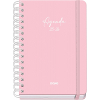 Dohe Serenity Agenda Escolar 25/26 Espiral Wire’o A5 - Semana Vista - Papel 80g/m2 - 4 Hojas de Pegatinas - Cubierta de Carton Plastificado - Cierre con Goma Elastica - Rosa