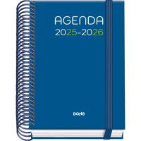 Dohe Logic Agenda Escolar 25/26 Espiral A6 - Dia Pagina - Papel 70g/m2 - 4 Hojas de Pegatinas - Cubierta de Carton Plastificado - Cierre con Goma Elastica