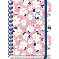 Dohe Camomille Agenda Escolar 25/26 Espiral A5 - Semana Vista - Papel 70g/m2 - 4 Hojas de Pegatinas - Cubierta de Carton Plastificado - Cierre con Goma Elastica