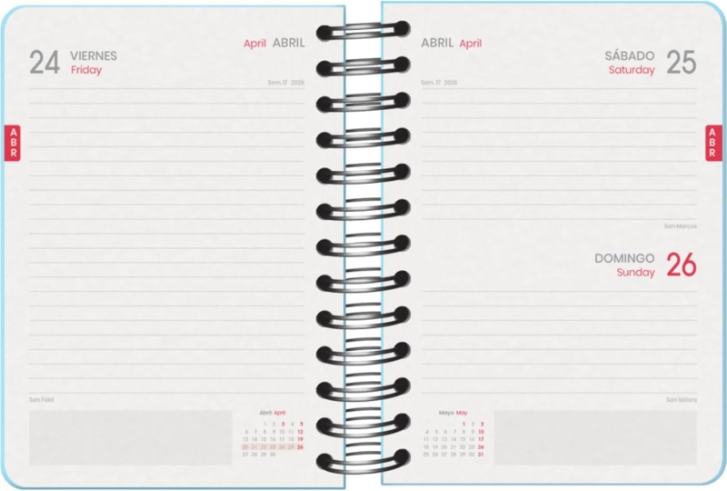 Imagen extra Dohe Serenity Agenda Escolar 25/26 Espiral Wire’o A6 - Dia Pagina - Papel 80g/m2 - 4 Hojas de Pegatinas - Cubierta de Carton Plastificado - Cierre con Goma Elastica - Azul