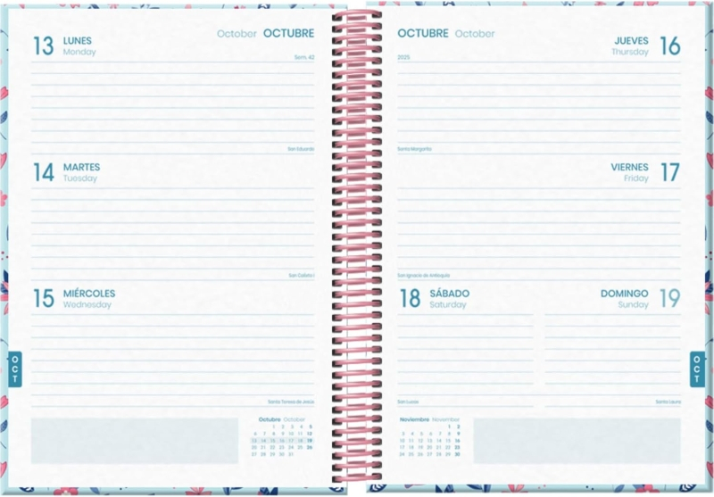 Imagen extra Dohe Blossom Agenda Escolar 25/26 Espiral A5 - Semana Vista - Papel 70g/m2 - 4 Hojas de Pegatinas - Cubierta de Carton Plastificado - Cierre con Goma Elastica