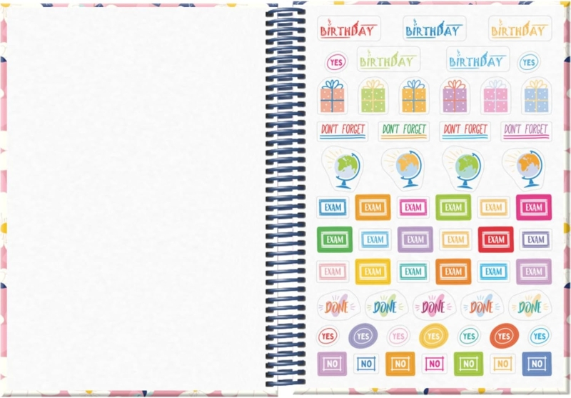 Imagen extra Dohe Camomille Agenda Escolar 25/26 Espiral A5 - Dia Pagina - Papel 70g/m2 - 4 Hojas de Pegatinas - Cubierta de Carton Plastificado - Cierre con Goma Elastica