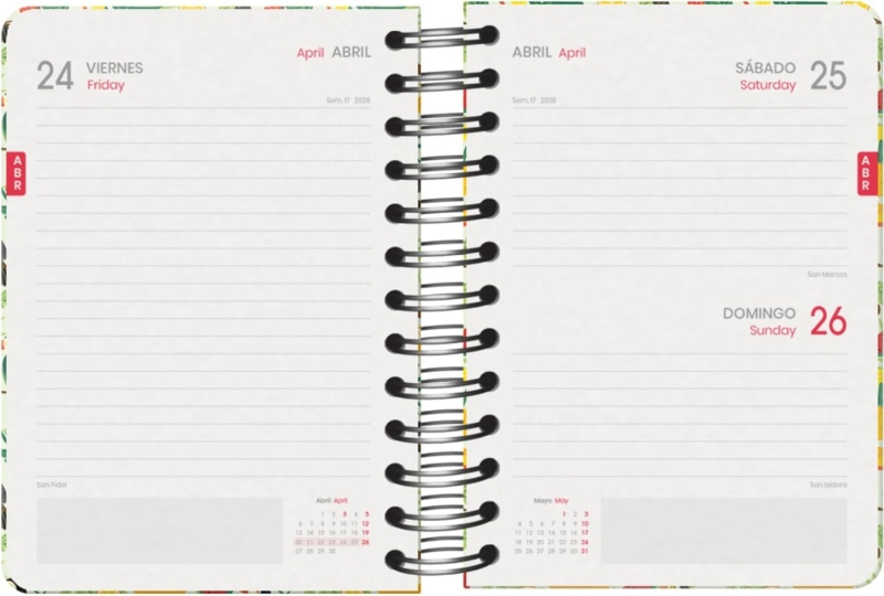 Imagen extra Dohe WWF Tropic Agenda Escolar 25/26 Espiral Wire’o A6 - Dia Pagina - Papel 80g/m2 - 4 Hojas de Pegatinas - Cubierta de Carton Plastificado - Cierre con Goma Elastica