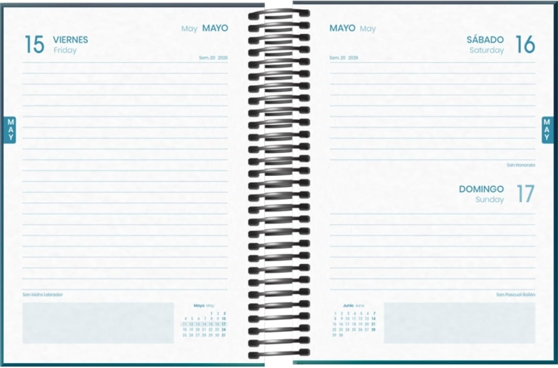 Imagen extra Dohe Boreal Agenda Escolar 25/26 Espiral A6 - Dia Pagina - Papel 70g/m2 - 4 Hojas de Pegatinas - Cubierta de Carton Plastificado - Cierre con Goma Elastica