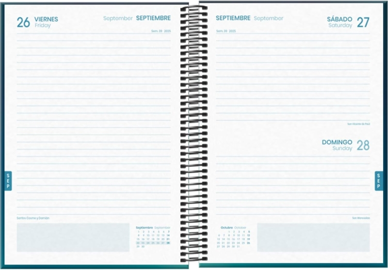 Imagen extra Dohe Boreal Agenda Escolar 25/26 Espiral A5 - Dia Pagina - Papel 70g/m2 - 4 Hojas de Pegatinas - Cubierta de Carton Plastificado - Cierre con Goma Elastica