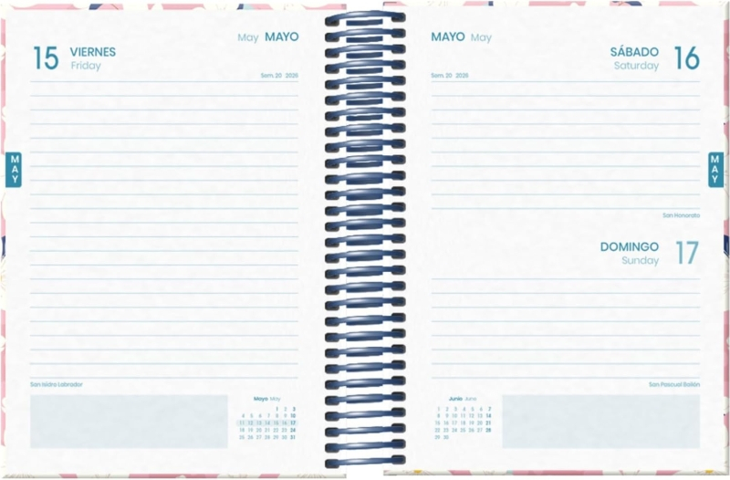 Imagen extra Dohe Camomille Agenda Escolar 25/26 Espiral A6 - Dia Pagina - Papel 70g/m2 - 4 Hojas de Pegatinas - Cubierta de Carton Plastificado - Cierre con Goma Elastica