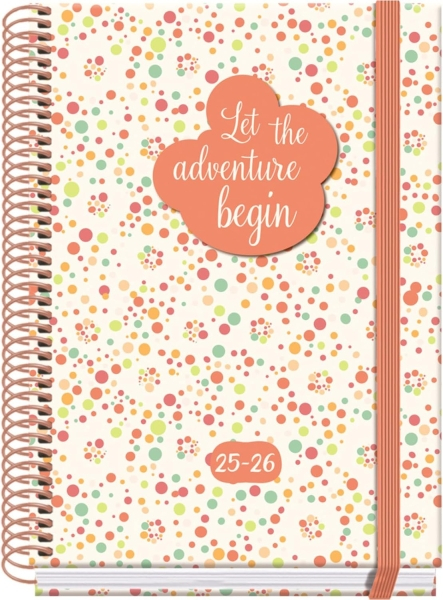 Dohe Bubbles Agenda Escolar 25/26 Espiral A5 - Dia Pagina - Papel 70g/m2 - 4 Hojas de Pegatinas - Cubierta de Carton Plastificado - Cierre con Goma Elastica