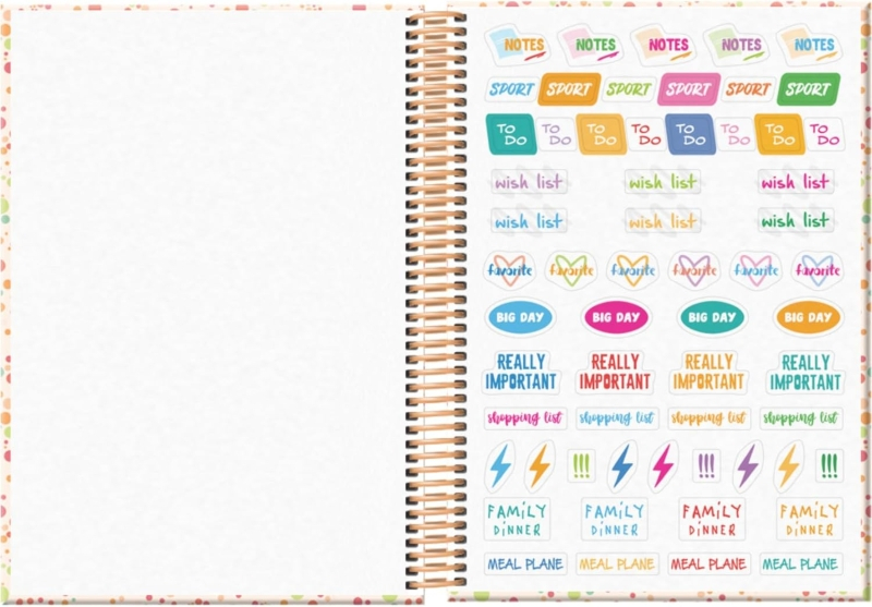 Imagen extra Dohe Bubbles Agenda Escolar 25/26 Espiral A5 - Dia Pagina - Papel 70g/m2 - 4 Hojas de Pegatinas - Cubierta de Carton Plastificado - Cierre con Goma Elastica