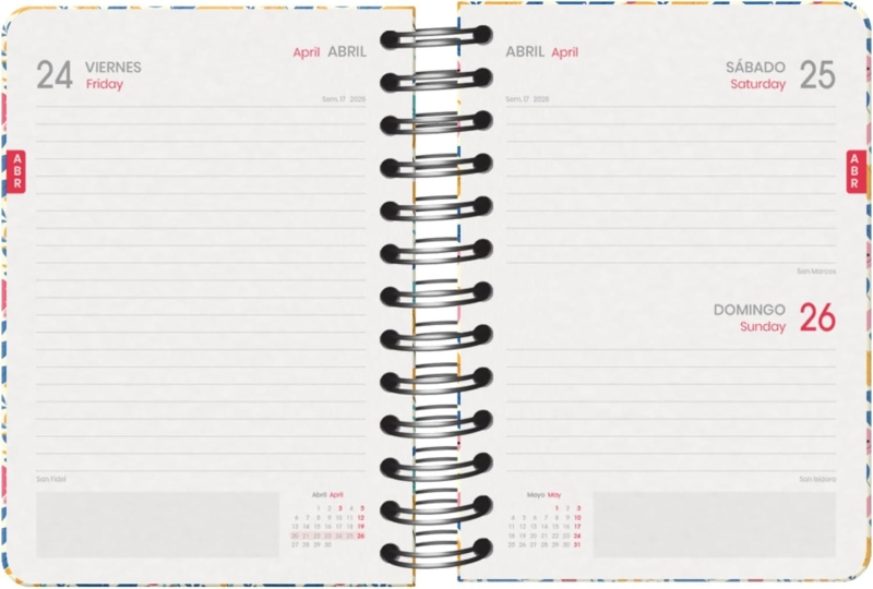 Imagen extra Dohe C´est la Vie Agenda Escolar 25/26 Espiral Wire’o A6 - Dia Pagina - Papel 80g/m2 - 4 Hojas de Pegatinas - Cubierta de Carton Plastificado - Cierre con Goma Elastica