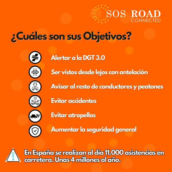 Imagen extra SOS Road Baliza de señalizacion de emergencia en carretera V16, homologada por la DGT, con GPS y SIM integrada, conectividad DGT 3.0, visibilidad 1 km, base magnetica, proteccion IP54