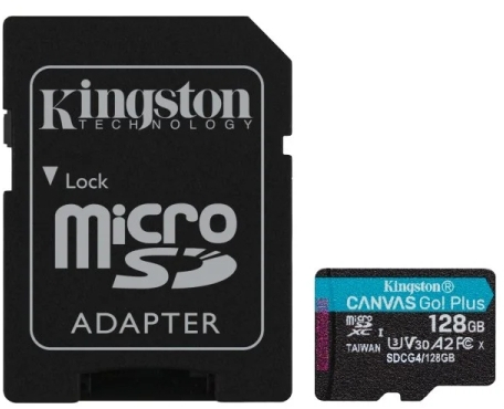 Kingston MicroSDXC 128GB UHS-I U3 V30 Clase 10 200MB/s Canvas Go Plus + Adaptador