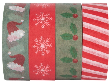 Imagen extra Apli Christmas Pack con 4 Cintas Adhesivas de Papel Washi 15mm x 10m - Navideña