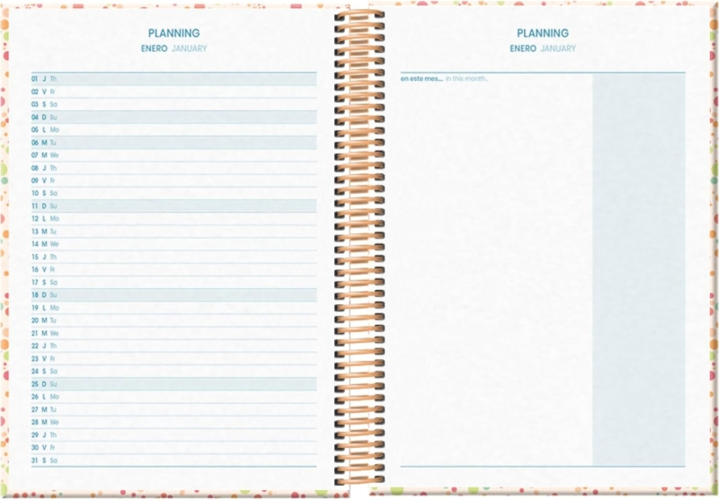 Imagen extra Dohe Bubbles Agenda Escolar 25/26 Espiral A5 - Dia Pagina - Papel 70g/m2 - 4 Hojas de Pegatinas - Cubierta de Carton Plastificado - Cierre con Goma Elastica