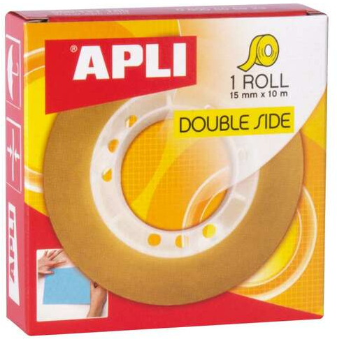 Apli Cinta Adhesiva de Doble Cara 15mm x 10m - Transparente