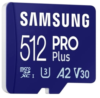 Imagen extra Samsung PRO Plus MicroSDXC 512GB UHS-I U3 A2 V30 Clase 10 + Adaptador SD