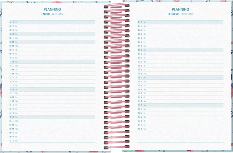 Imagen extra Dohe Blossom Agenda Escolar 25/26 Espiral A6 - Dia Pagina - Papel 70g/m2 - 4 Hojas de Pegatinas - Cubierta de Carton Plastificado - Cierre con Goma Elastica
