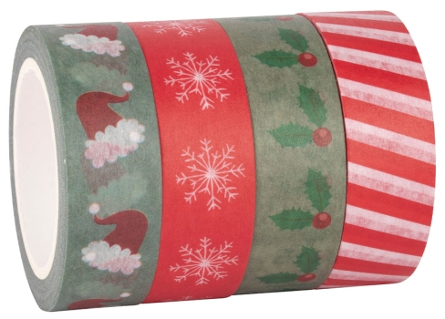 Imagen extra Apli Christmas Pack con 4 Cintas Adhesivas de Papel Washi 15mm x 10m - Navideña