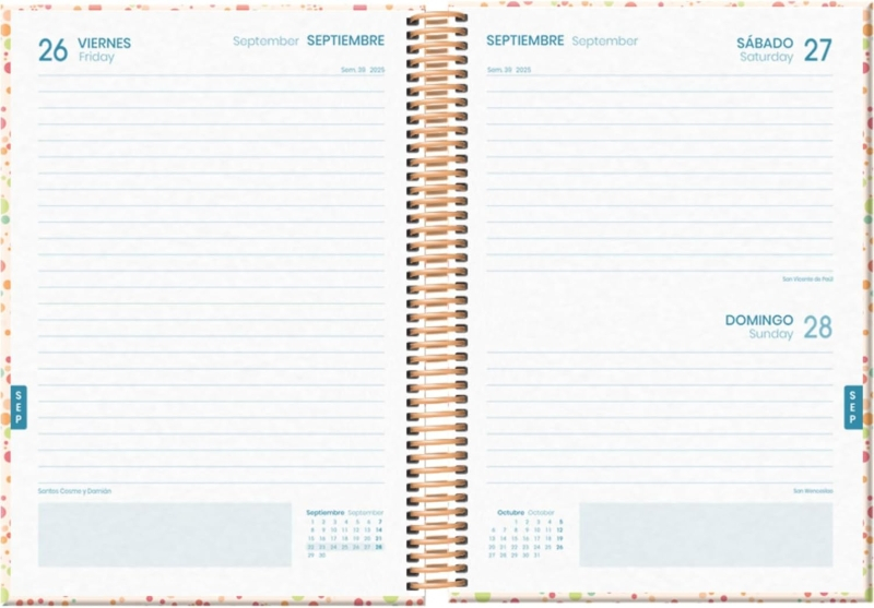 Imagen extra Dohe Bubbles Agenda Escolar 25/26 Espiral A5 - Dia Pagina - Papel 70g/m2 - 4 Hojas de Pegatinas - Cubierta de Carton Plastificado - Cierre con Goma Elastica