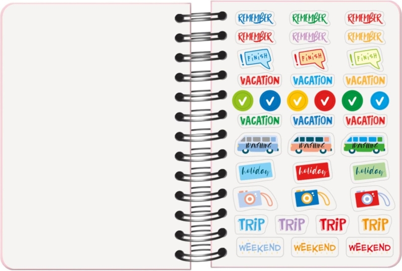 Imagen extra Dohe Serenity Agenda Escolar 25/26 Espiral Wire’o A6 - Dia Pagina - Papel 80g/m2 - 4 Hojas de Pegatinas - Cubierta de Carton Plastificado - Cierre con Goma Elastica - Rosa