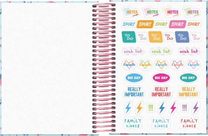 Imagen extra Dohe Blossom Agenda Escolar 25/26 Espiral A6 - Dia Pagina - Papel 70g/m2 - 4 Hojas de Pegatinas - Cubierta de Carton Plastificado - Cierre con Goma Elastica