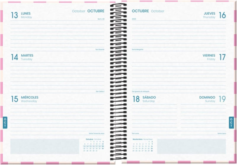 Imagen extra Dohe Cherry Agenda Escolar 25/26 Espiral A5 - Semana Vista - Papel 70g/m2 - 4 Hojas de Pegatinas - Cubierta de Carton Plastificado - Cierre con Goma Elastica