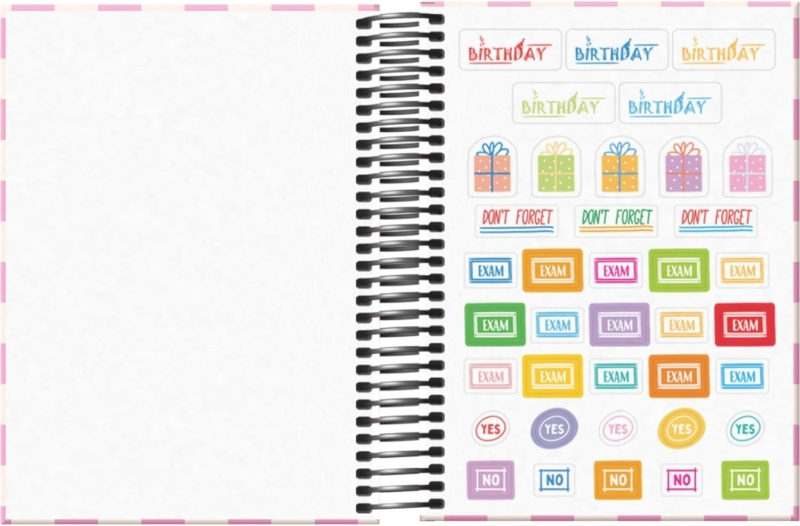 Imagen extra Dohe Cherry Agenda Escolar 25/26 Espiral A6 - Dia Pagina - Papel 70g/m2 - 4 Hojas de Pegatinas - Cubierta de Carton Plastificado - Cierre con Goma Elastica