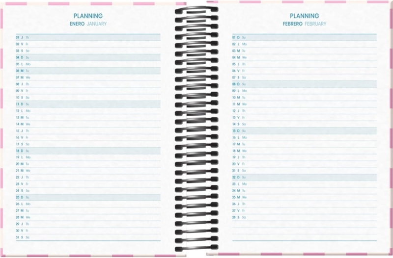 Imagen extra Dohe Cherry Agenda Escolar 25/26 Espiral A6 - Dia Pagina - Papel 70g/m2 - 4 Hojas de Pegatinas - Cubierta de Carton Plastificado - Cierre con Goma Elastica
