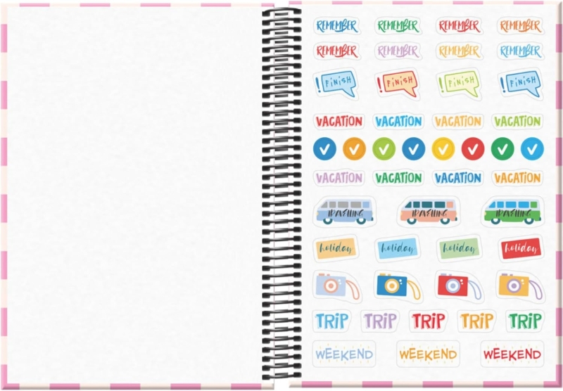 Imagen extra Dohe Cherry Agenda Escolar 25/26 Espiral A5 - Dia Pagina - Papel 70g/m2 - 4 Hojas de Pegatinas - Cubierta de Carton Plastificado - Cierre con Goma Elastica
