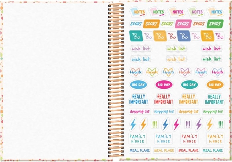 Imagen extra Dohe Bubbles Agenda Escolar 25/26 Espiral A5 - Semana Vista - Papel 70g/m2 - 4 Hojas de Pegatinas - Cubierta de Carton Plastificado - Cierre con Goma Elastica