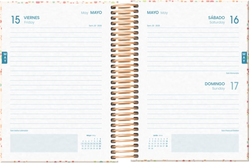 Imagen extra Dohe Bubbles Agenda Escolar 25/26 Espiral A6 - Dia Pagina - Papel 70g/m2 - 4 Hojas de Pegatinas - Cubierta de Carton Plastificado - Cierre con Goma Elastica