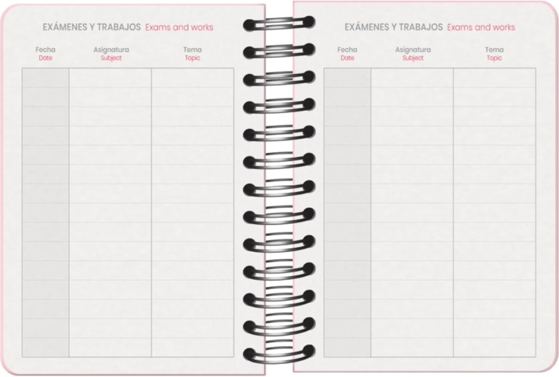 Imagen extra Dohe Serenity Agenda Escolar 25/26 Espiral Wire’o A6 - Dia Pagina - Papel 80g/m2 - 4 Hojas de Pegatinas - Cubierta de Carton Plastificado - Cierre con Goma Elastica - Rosa