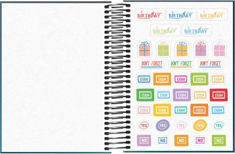 Imagen extra Dohe Boreal Agenda Escolar 25/26 Espiral A6 - Dia Pagina - Papel 70g/m2 - 4 Hojas de Pegatinas - Cubierta de Carton Plastificado - Cierre con Goma Elastica