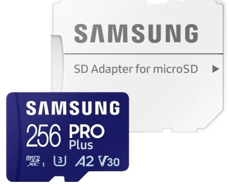 Samsung PRO Plus MicroSDXC 256GB UHS-I U3 A2 V30 Clase 10 + Adaptador SD