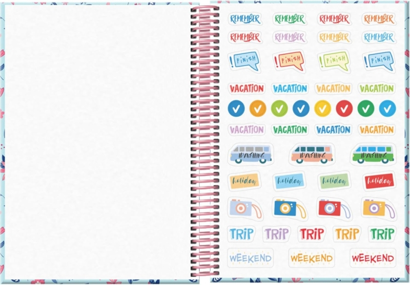 Imagen extra Dohe Blossom Agenda Escolar 25/26 Espiral A5 - Dia Pagina - Papel 70g/m2 - 4 Hojas de Pegatinas - Cubierta de Carton Plastificado - Cierre con Goma Elastica