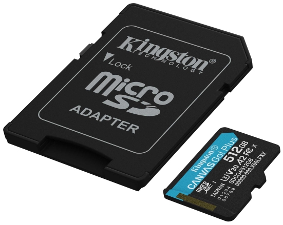 Imagen extra Kingston MicroSDXC 512GB UHS-I U3 V30 Clase 10 200MB/s Canvas Go Plus + Adaptador