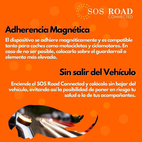 Imagen extra SOS Road Baliza de señalizacion de emergencia en carretera V16, homologada por la DGT, con GPS y SIM integrada, conectividad DGT 3.0, visibilidad 1 km, base magnetica, proteccion IP54