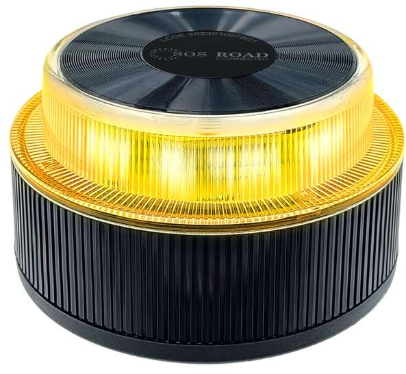 SOS Road Baliza de señalizacion de emergencia en carretera V16, homologada por la DGT, con GPS y SIM integrada, conectividad DGT 3.0, visibilidad 1 km, base magnetica, proteccion IP54