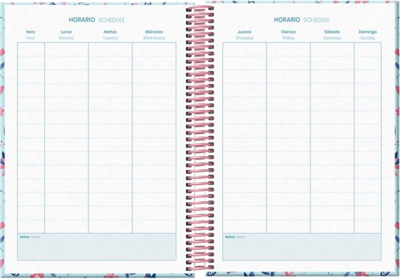 Imagen extra Dohe Blossom Agenda Escolar 25/26 Espiral A5 - Dia Pagina - Papel 70g/m2 - 4 Hojas de Pegatinas - Cubierta de Carton Plastificado - Cierre con Goma Elastica