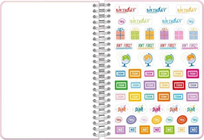 Imagen extra Dohe Serenity Agenda Escolar 25/26 Espiral Wire’o A5 - Semana Vista - Papel 80g/m2 - 4 Hojas de Pegatinas - Cubierta de Carton Plastificado - Cierre con Goma Elastica - Rosa