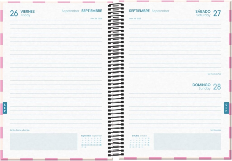 Imagen extra Dohe Cherry Agenda Escolar 25/26 Espiral A5 - Dia Pagina - Papel 70g/m2 - 4 Hojas de Pegatinas - Cubierta de Carton Plastificado - Cierre con Goma Elastica