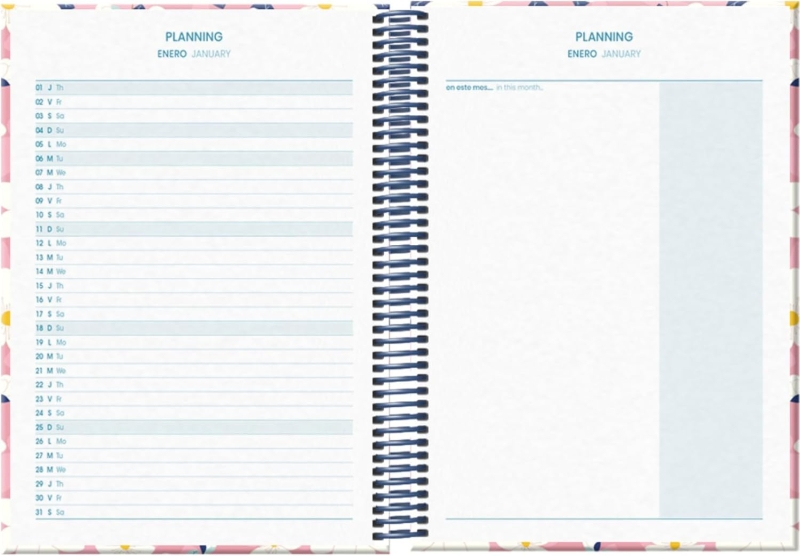 Imagen extra Dohe Camomille Agenda Escolar 25/26 Espiral A5 - Dia Pagina - Papel 70g/m2 - 4 Hojas de Pegatinas - Cubierta de Carton Plastificado - Cierre con Goma Elastica