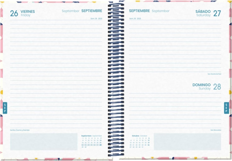 Imagen extra Dohe Camomille Agenda Escolar 25/26 Espiral A5 - Dia Pagina - Papel 70g/m2 - 4 Hojas de Pegatinas - Cubierta de Carton Plastificado - Cierre con Goma Elastica