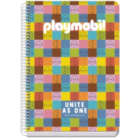 Dohe Playmobil Unite As One Cuaderno Espiral A5 80 Hojas Cuadricula 4mm con Margen - Tapa Rigida - 