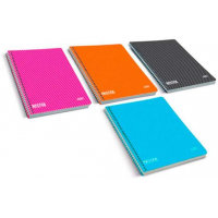 Cuaderno ECONOMICO A4 Cuadricula 4x4 con Margen 80 Hojas - Tapa Plastico - Colores Surtidos