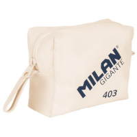 Milan Serie 1918 Gigante 403 Neceser de Gran Capacidad - 27x20x11cm - 2 Compartimentos Interiores - Cierre de Cremallera - 100% Algodon - Beige